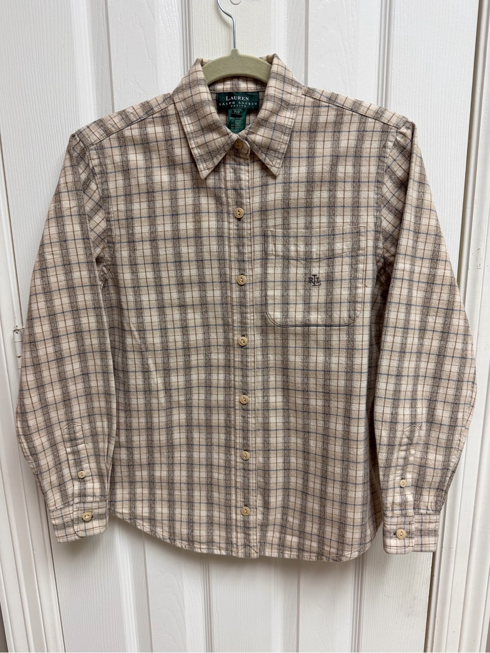 Ralph Lauren Beige and Brown Plaid Button-Down Shirt